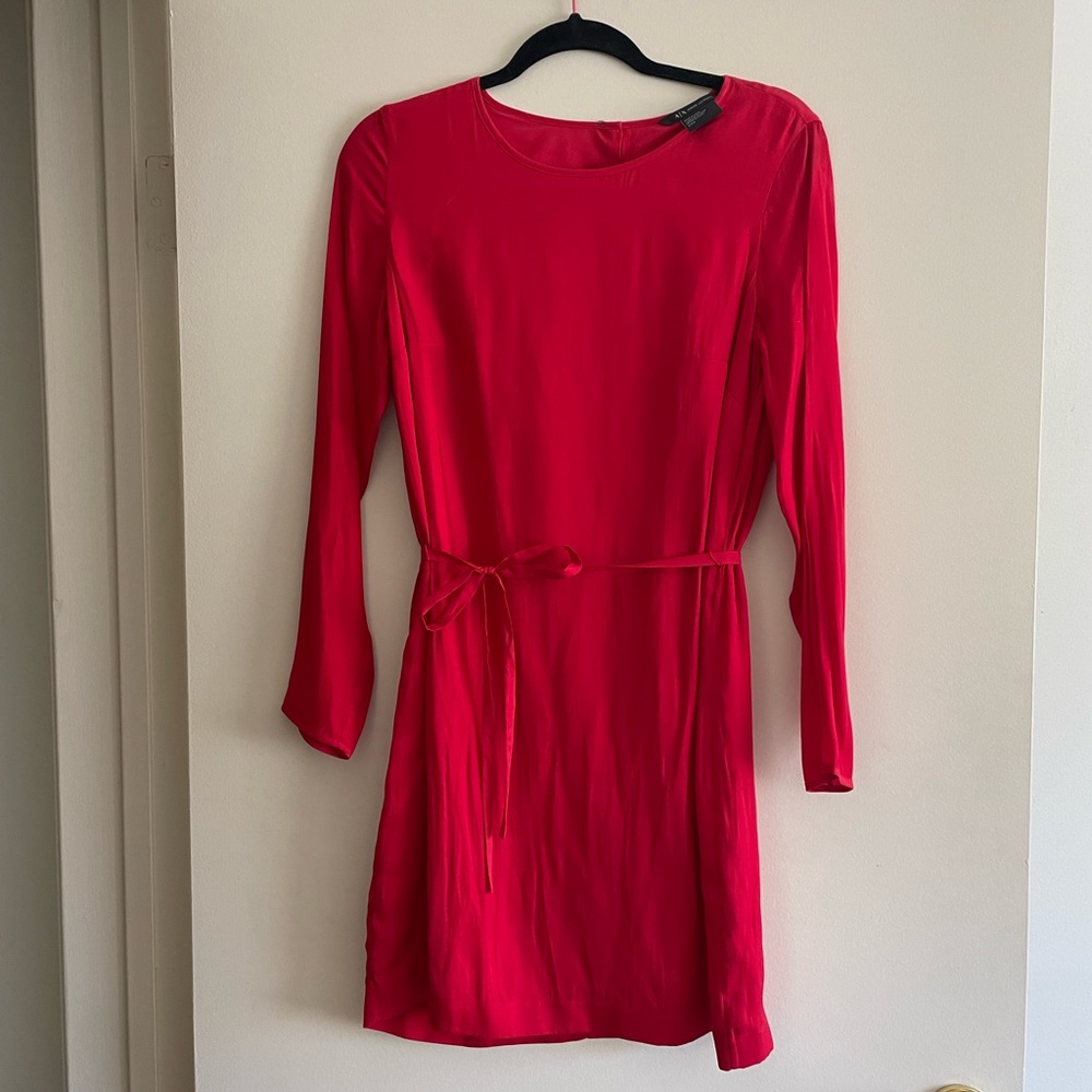 Armani Exchange Red Midi Dress with Belt
